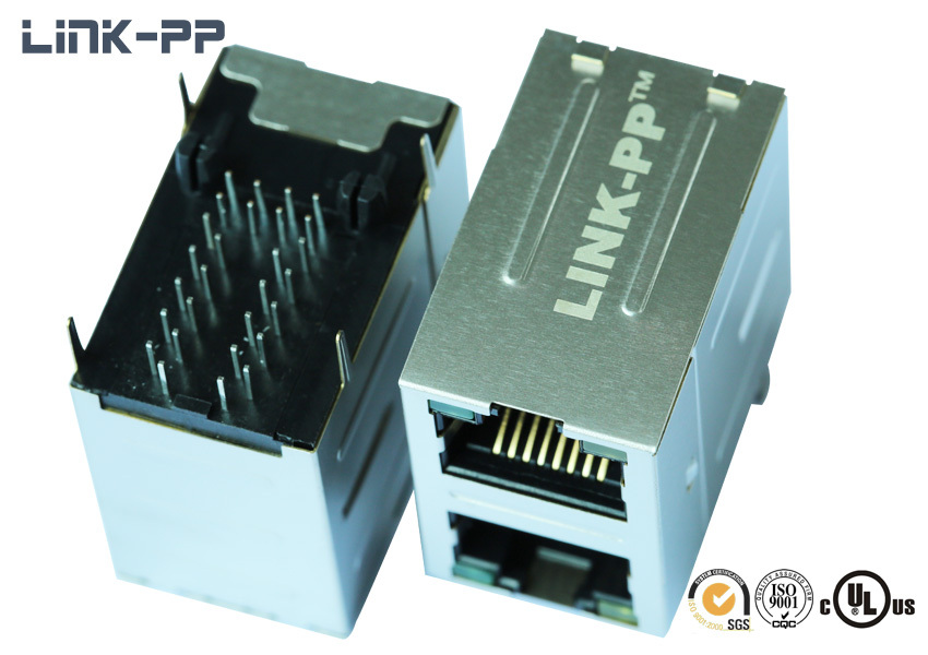 2x1 Port 10 /100base-t 0845-2g1t-h5 Modular Jack Multi-port Rj45 Connector With Led