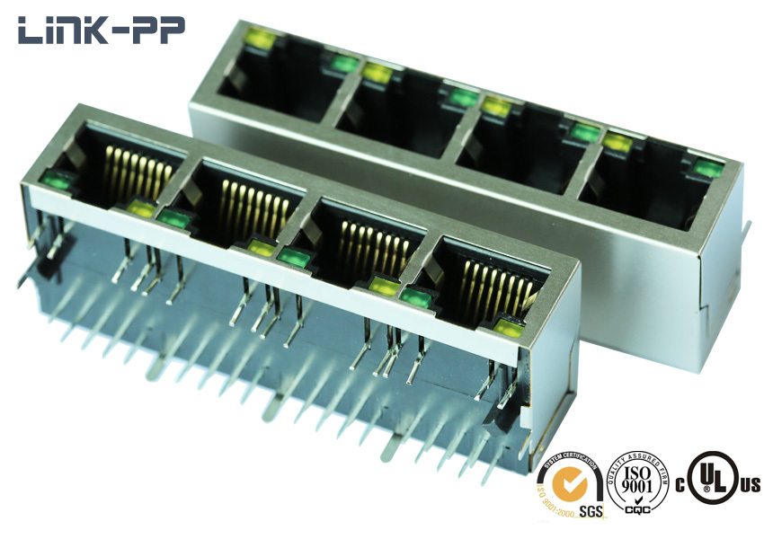 1x4 Port 10 /100base-t Tab-down Si-60113-f Rj45 Connector With Leds