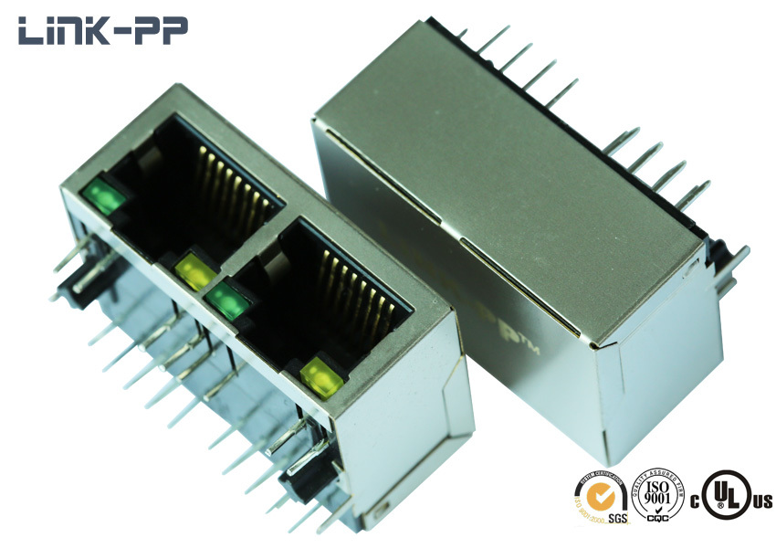 1x2 Port 10 / 100base-t Tab-down Jx80-0019nl Rj45 Connector With Leds