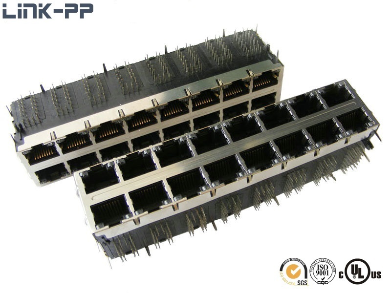 2x8 Port 10gbase-t Jt5-2810nl Modular Jack Multi-port Rj45 Connector With Led