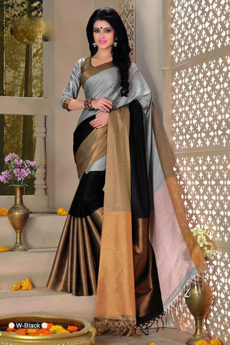 Cotton Silk Designer Saree - Customized Up to 42", Multi-Color, Unstitched Blouse Included, Casual Wear, All Season