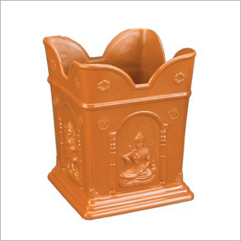 Big Tulsi Planters - Rigid Plastic, Round Shape, 100-500 Grams | Elegant Brown Design with Aesthetically Carved Hindu Goddess Images