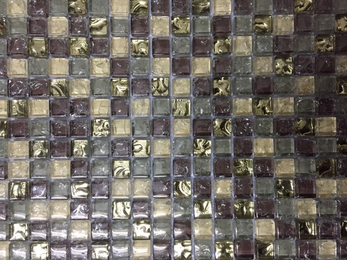 Glass Tiles - Glass Material, Square Edge , Black, Brown/Tan, Gold | Antibacterial, Heat Insulation, Full Body & Glazed Finish, Gloss Surface
