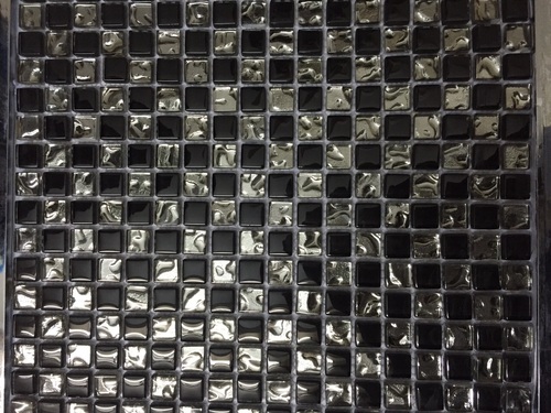 Glass Tiles - 2x2 Inches, Glossy Finish in Black and Gold Colors | Antibacterial, Heat Insulation, Full Body & Glazed Surface Treatment