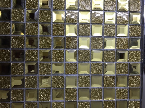 Glass Tiles - 2x2 Inches, Heat Insulation | Full Body Plain Design in Yellows & Golds