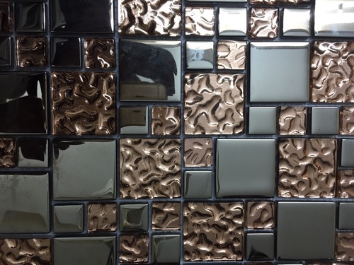 Glass Tiles - 2x2 Inches, Glossy Black and Brown Finish | Antibacterial, Heat Insulation, Full Body Design