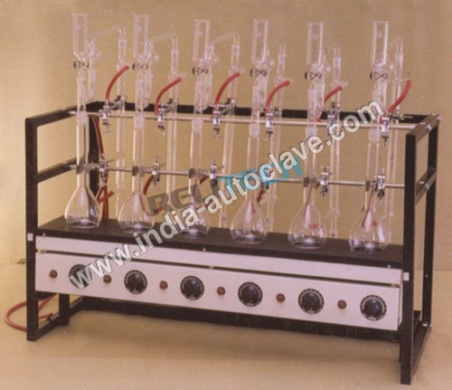 Kjeldahl Distillation Unit - Metal Frame, 96x40x60 cm, Black & Metallic | Analytical Instrument for Nitrogen Determination, 6 Tests Capacity
