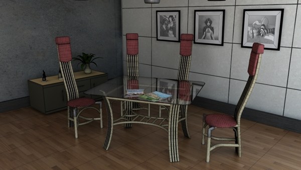Stylish Cane Dining Table Set