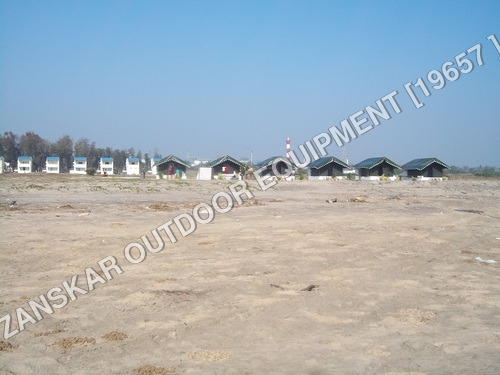Outdoor Cottage Tent - Polyester, Single Layer | Laminated Fiber Poles, Plain Style, Ideal for Camping