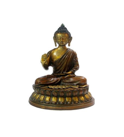 प्रोटेक्शन बुद्धा / ओवरकमिंग फियर बुद्धा एंटीक्स लुक के साथ कास्टर में
