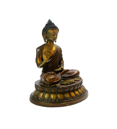 Protection Buddha / Overcoming Fear Buddha In Bronze With Antique Look