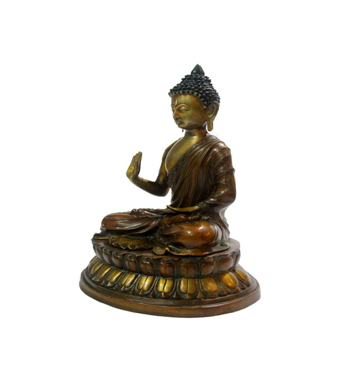 Protection Buddha / Overcoming Fear Buddha In Bronze With Antique Look