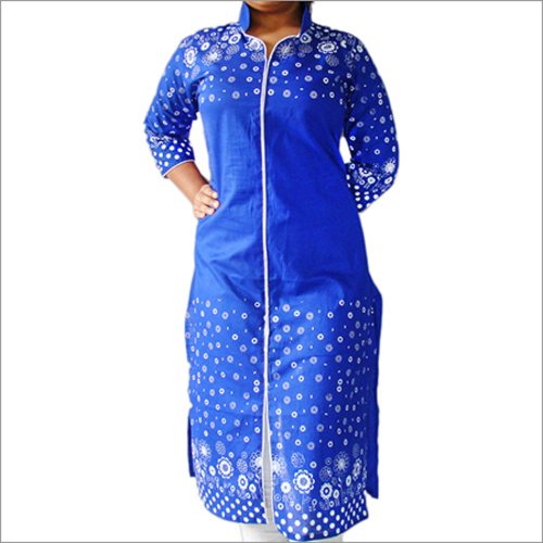 ज़ारा कॉटन लंबा डिज़ाइनर प्रिंटेड कुर्ता (स्प्लिट)