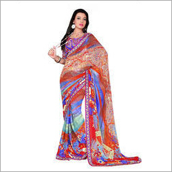 प्रिंटेड डिज़ाइनर साड़ी