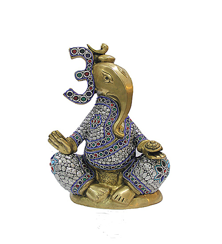 गणेश सफेद फिनिश और आभासी पत्थर