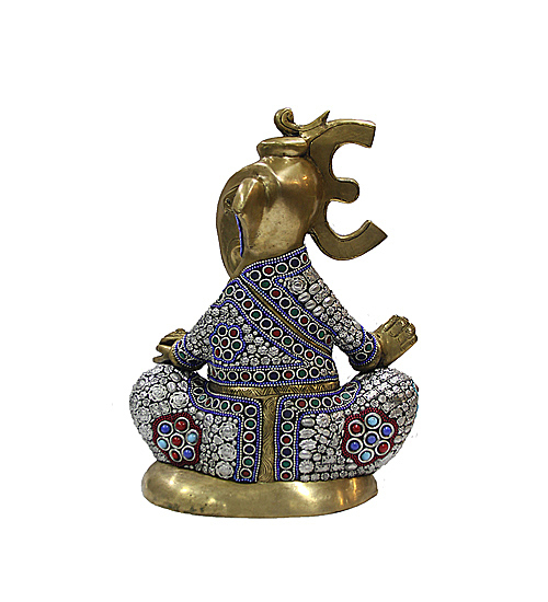 Ganesha White Finish And Imitation Stones