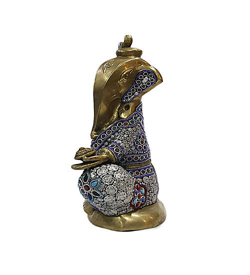 Ganesha White Finish And Imitation Stones