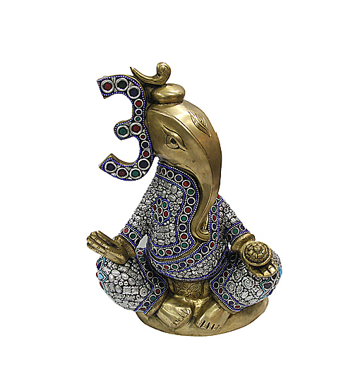 Ganesha White Finish And Imitation Stones