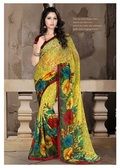 Yellow Color Printed Sarees