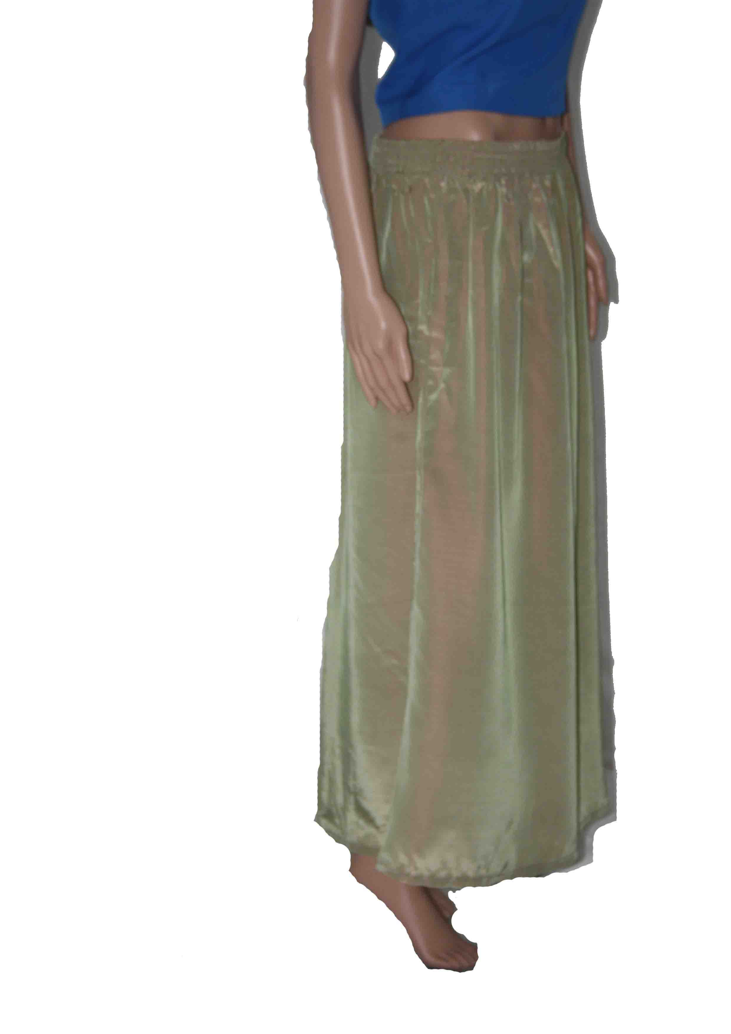 Silk Pollazo - Double Tone Olive, Floor-length Palazzo | Soft Fabric, Elegant Style, Comfortable Fit, Elasticated Waist