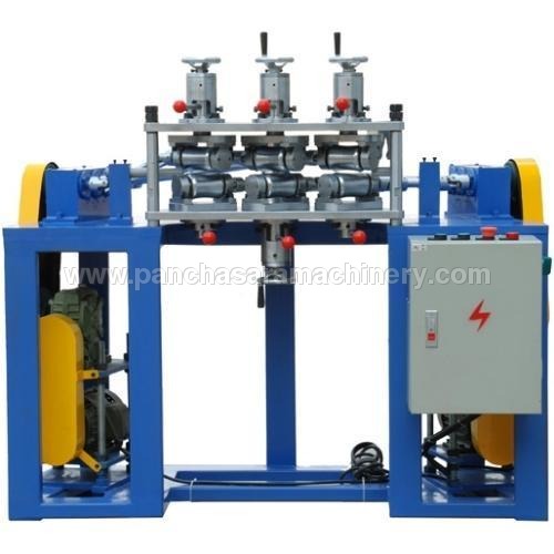 Pipe Straightening Machine - HCHC Roller Material, 120mm Roller Diameter, 3 H.P. Recommended | Blue and Yellow Color, 34.8x10.7x5.3 cm Dimension, 10 Meter/Min Capacity