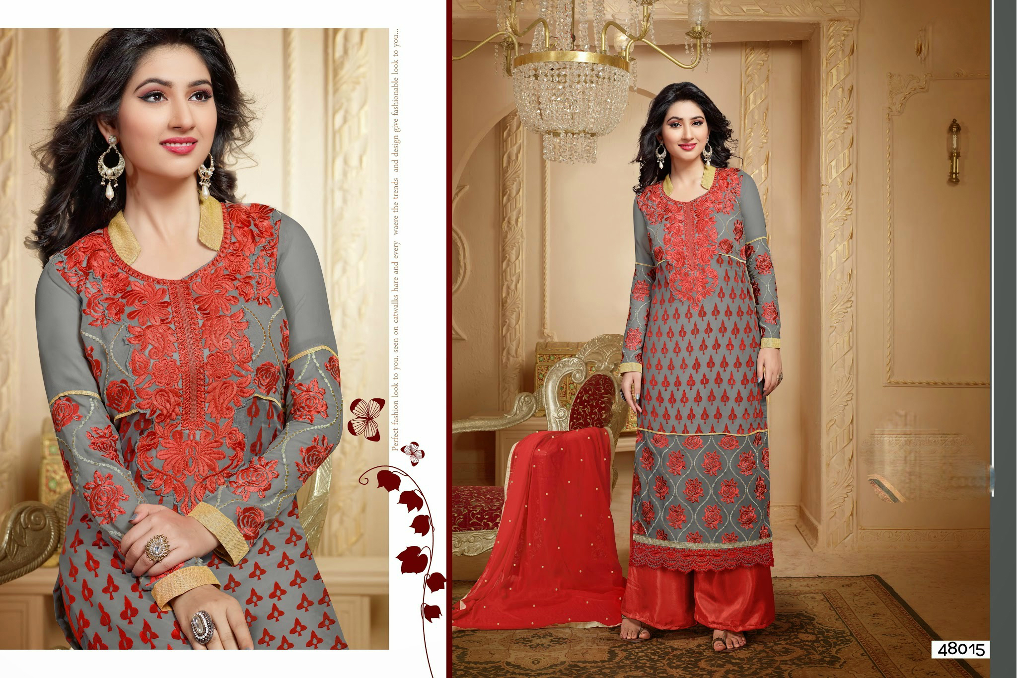 Designer Salwar Kurti - Unstitched Pure Cotton Suit With Embroidered Work | Custom Size Up To 42, Nazneen Dupatta, Semi Lawn Bottom