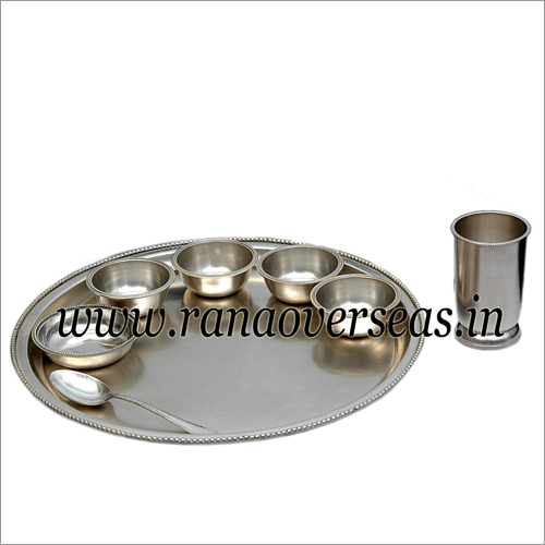 Silver Thali Set - Stainless Steel, Elegant Design with Smooth Edges, Scratch Resistant and Highly Durable
