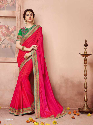 Embroidered Party Wear Saree - Georgette Silk with Velvet Blouse, Lace Closure and Intricate Thread Work for All Seasons