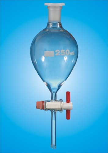 Separating Funnel - PTFE Stopcock, Pear Shape, Capacity 50-2000 ml | Durable Build, Easy Separation, Item Code: ALEX-141S
