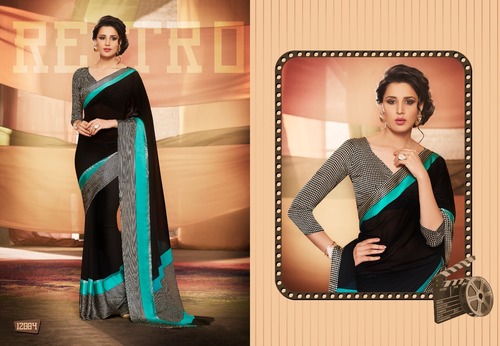 Designer Crape Saree - Unstitched Blouse with Multi-Printed Silk Material | Stylish Bollywood Attire for All Seasons