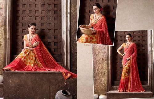 जॉर्जेट प्रिंटेड साड़ी