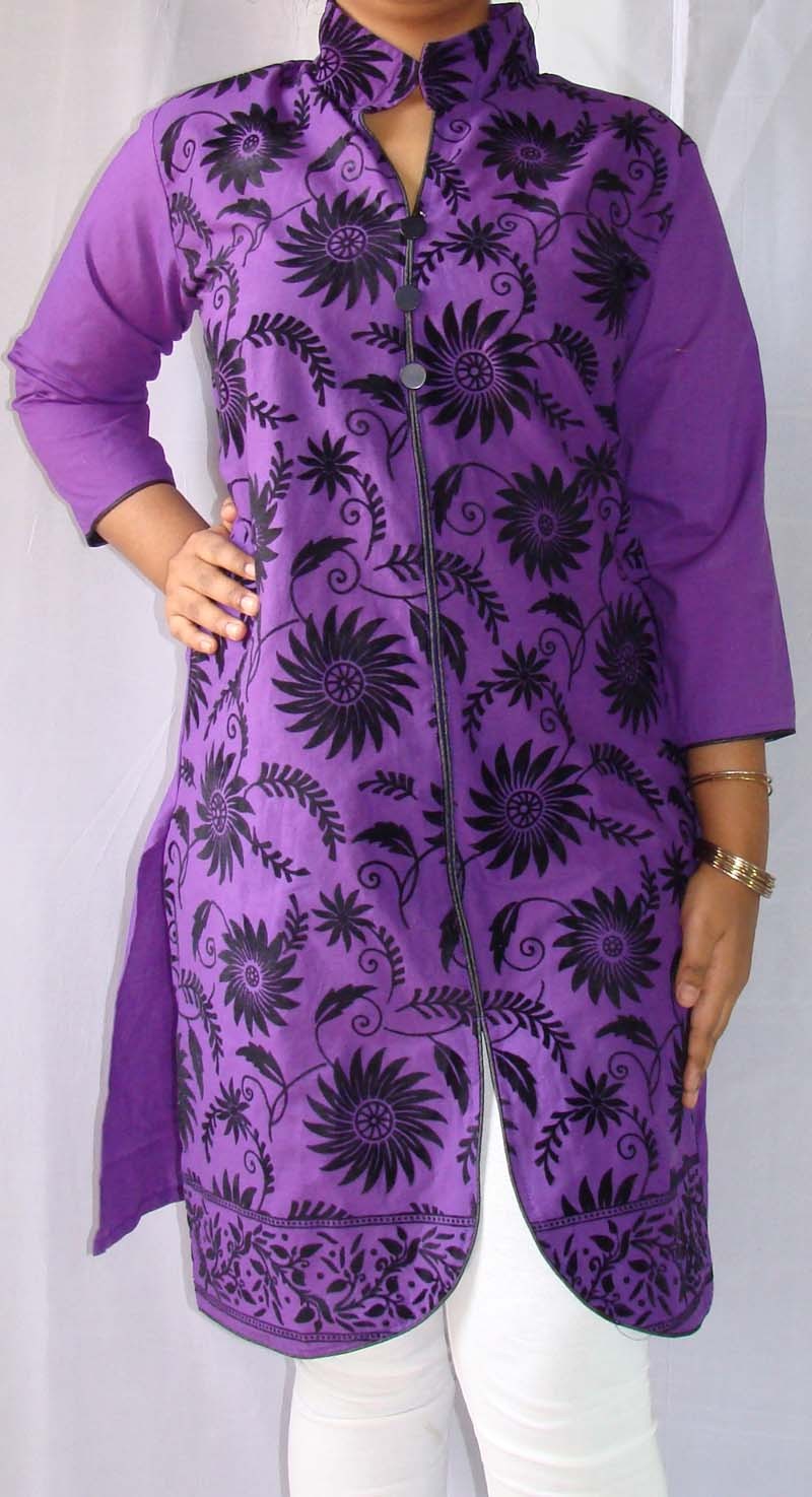 Cotton Pakistani Long Kurti Velvet With Collar