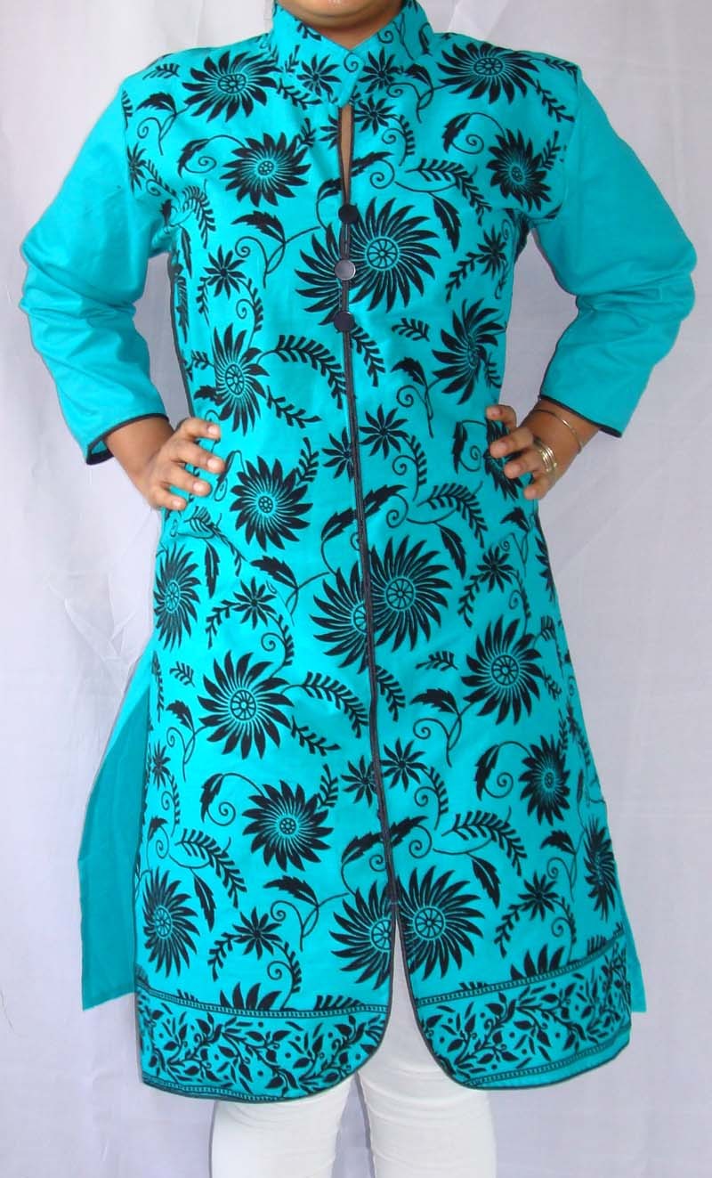 Cotton Pakistani Long Kurti Velvet With Collar