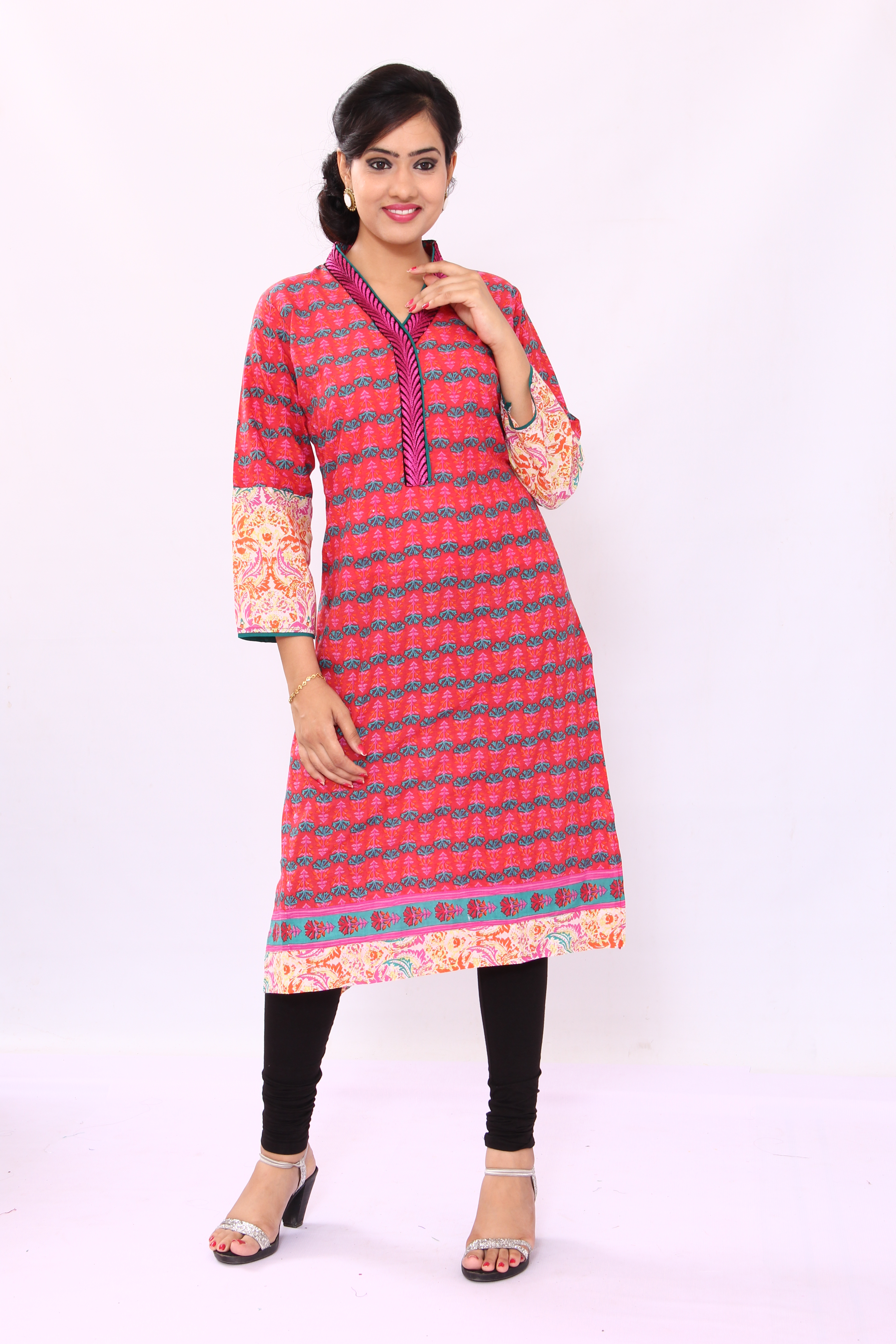 Purple V Neck Kurti