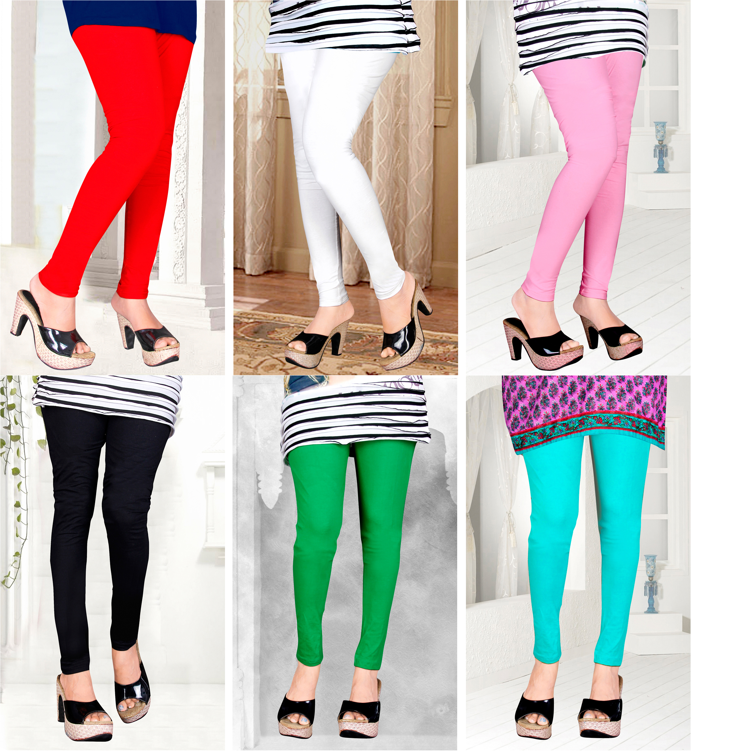 Red Color Lining Side Print Legging