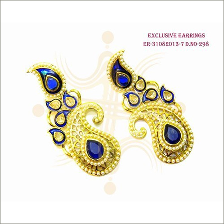 Polki Earrings - Metal Alloy, Crystal and Zircon Stones | Designer Diamond Style, Traditional Fancy Jewelry for Women, Perfect for Engagement and Party