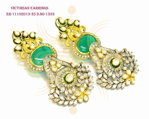 Victorian Drop Earrings - Alloy & Copper Metal, High Gold Polish | Rhinestone Accents, Available in Eight Elegant Colors