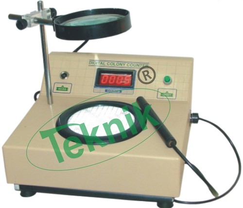 Digital Colony Counter - 220V AC, 100 mm Dia Lens | Automatic 3 Digit LED Display, Illuminated Wolfhugel Ruling, Manual Reset, Maximum Count 999