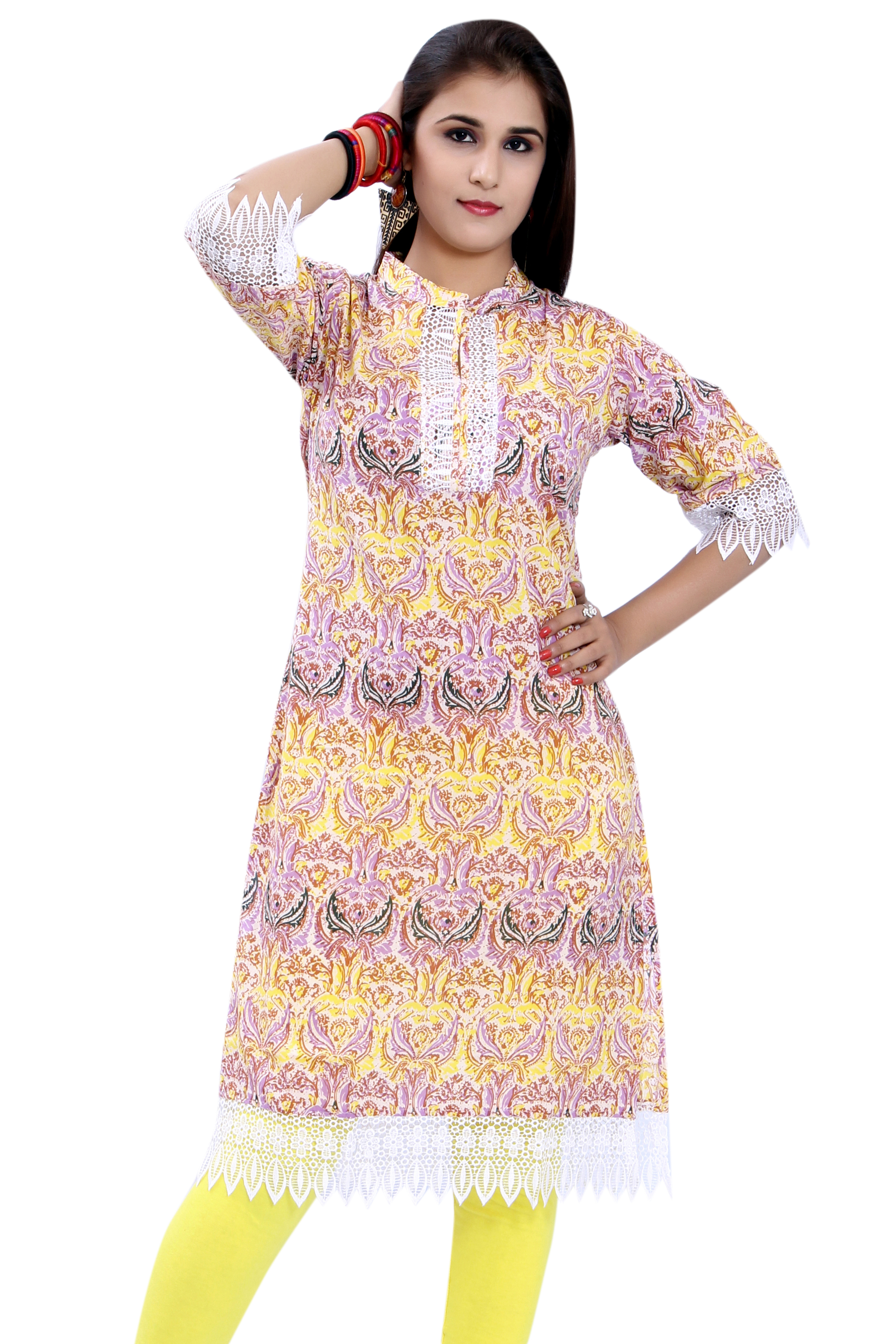 Printed Cotton Light Kurti With Effective Work