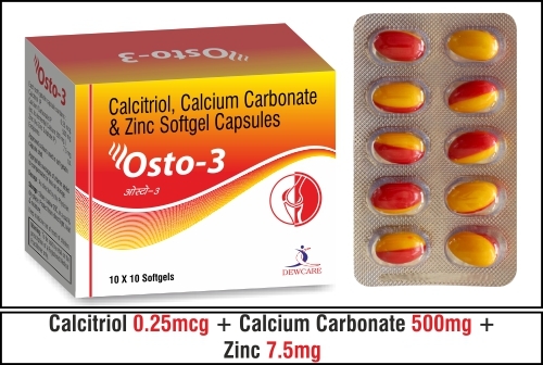 कैल्शियम 500Mg + कैल्सिट्रियोल 0.25Mcg + जिंक 7.5Mg