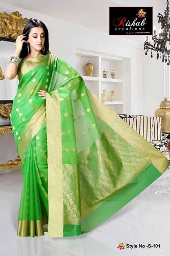 Soft Silk Saree - Art Silk Fabric, Dotted Pattern | Elegant Green Color for Timeless Elegance and Stylish Appeal