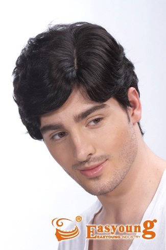 Human Hair Wig - 127-152.4 cm Length, Glossy Black Remy Hair | Premium Quality Men's Wig, Lightweight Design