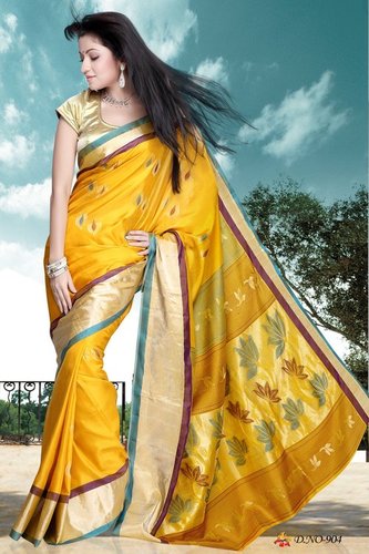 Designer Silk Sarees - Art Silk, Printed Pattern | Yellow Color, Elegantly Crafted for Timeless Beauty and Grace