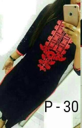 Fancy Kurtis - Georgette, A-line, XL Size | Embroidered Design for Elegant Style