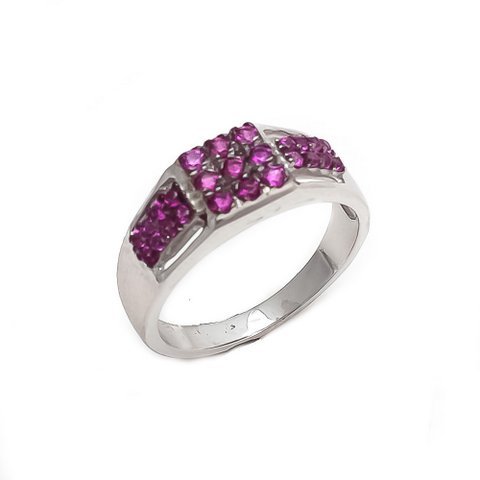 Ruby Gemstone Men's Ring - 2mm Faceted Natural Ruby, 925 Sterling Silver, Pink Square Design