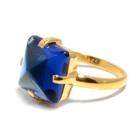 Round Blue Sapphire Gemstone Ring