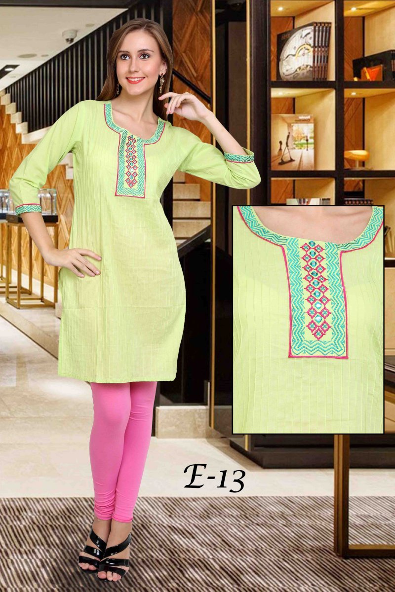 New Launch Kurti - Cotton Blend, 44 Inches, Blue | Stylish Design, Comfortable Fabric, Elegant Look, Perfect Fit, Trendy Style, V-neck, Printed Pattern, Three Quarter Sleeves