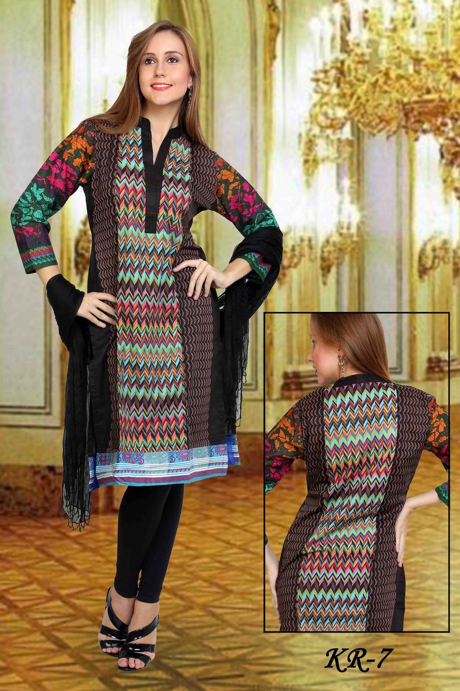 New Launch Kurti - Cotton Blend, 44 Inches, Blue | Stylish Design, Comfortable Fabric, Elegant Look, Perfect Fit, Trendy Style, V-neck, Printed Pattern, Three Quarter Sleeves
