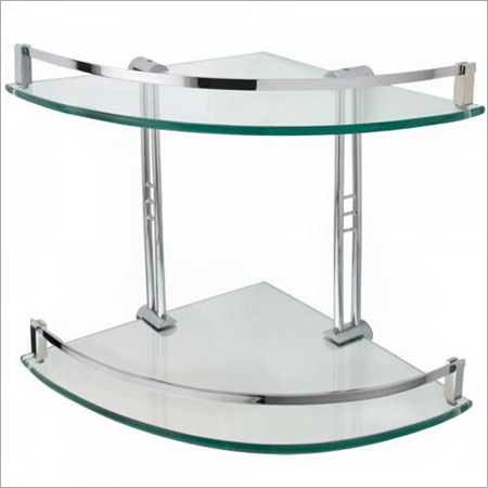Toughened Glass Corner Shelf Size: Customized
