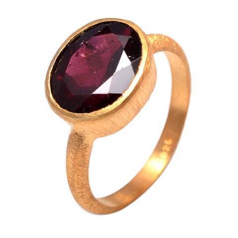 Round Garnet Gemstone Ring